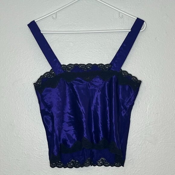 Victoria's Secret Vintage Gold Label Chamise Satin Purple‎ Black Lace Detail Sm - Picture 3 of 5
